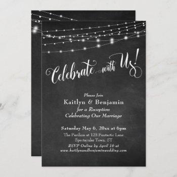 Small Celebrate With Us! Typography, Chalkboard Lights Front View