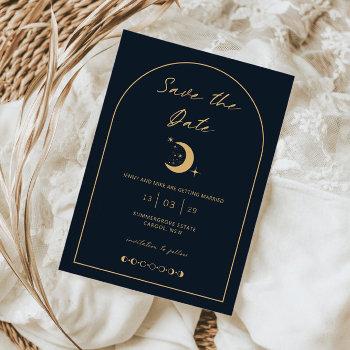 celestial moon and stars arch save the date invitation