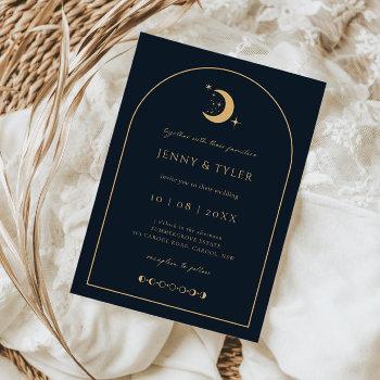 celestial moon and stars arch wedding invitation