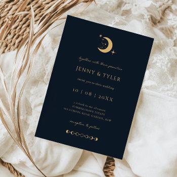 celestial moon and stars wedding invitation