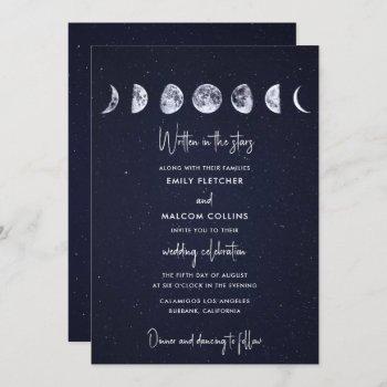 celestial moon phases written in the stars wedding invitation