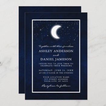 celestial moon stars framed wedding invitation