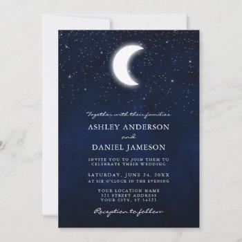 celestial moon stars photo wedding invitation