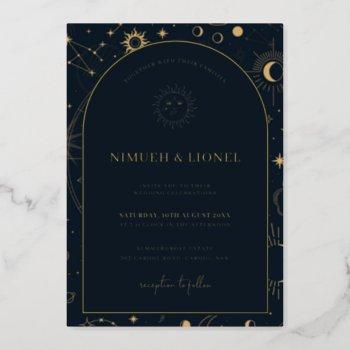 celestial mystical elements starsigns wedding foil foil invitation