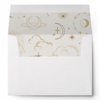 Small Celestial Mystical Star Sign Wedding Envelope Front View