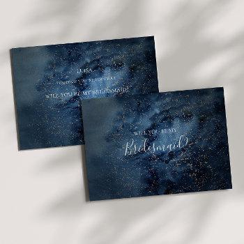 Small Celestial Night Sky Gold Bridesmaid Proposal Front View