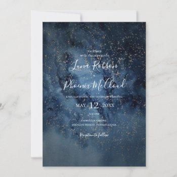celestial night sky | gold casual wedding  invitation