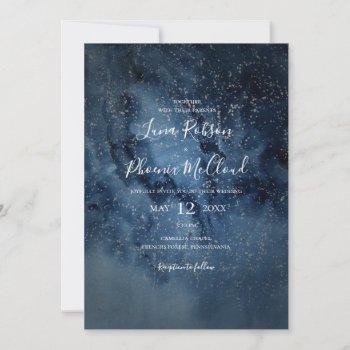 celestial night sky | silver casual wedding invitation