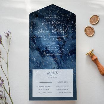 celestial night sky | silver seal and send all in one invitation