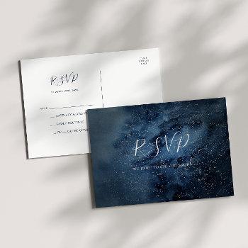 Small Celestial Night Sky | Silver Wedding Rsvp Post Front View