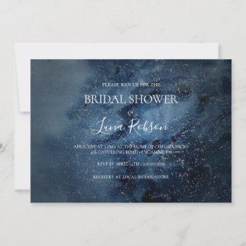 celestial sky silver horizontal bridal shower invitation