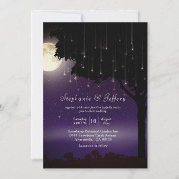 celestial starry night tree string lights wedding invitation