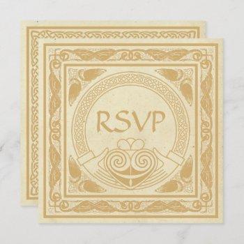 Small Celtic Design With Claddagh Wedding Rsvp Front View