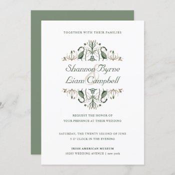 celtic folk art | modern floral irish wedding invitation