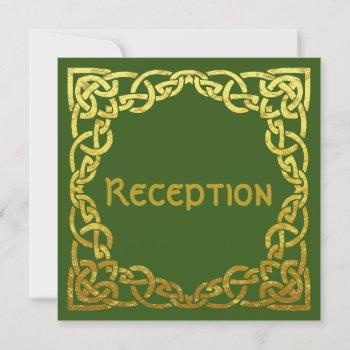 celtic wedding  faux gold | green reception card
