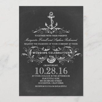 chalkboard anchor beach wedding invitations