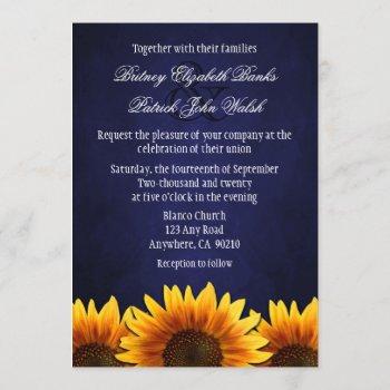 chalkboard blue sunflower wedding invitations