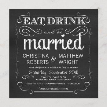Small Chalkboard Eat Drink Be Married Front View