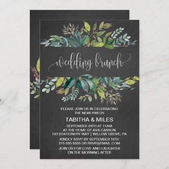 chalkboard foliage wedding brunch invitation