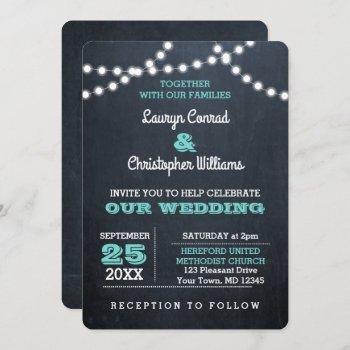 Small Chalkboard Lights Teal Wedding Front View