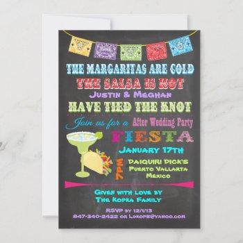 Small Chalkboard Mexican Fiesta Post Wedding Invites Front View