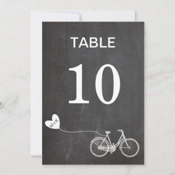 Small Chalkboard Romantic Bike Initials Table Number Front View