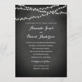 chalkboard string lights wedding invitation
