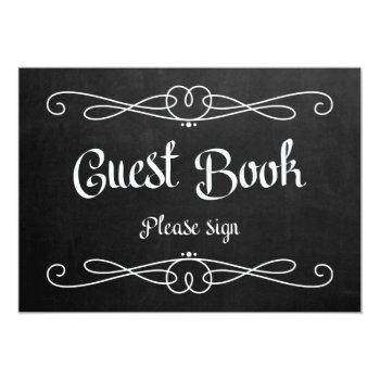 Small Chalkboard Style "guest Book" Wedding Sign Front View