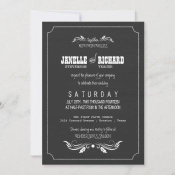 chalkboard typography vintage wedding invitations