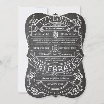 chalkboard vintage modern typography wedding invitation