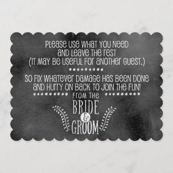 chalkboard wedding sign: for restroom care baskets invitation