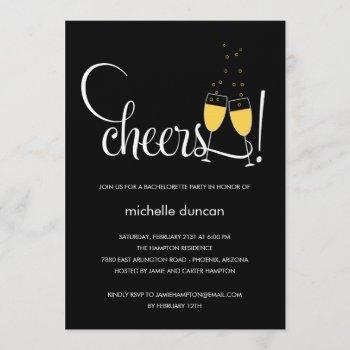 champagne glasses engagement or bachelorette party invitation