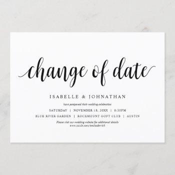 change of date, wedding change the date invitation