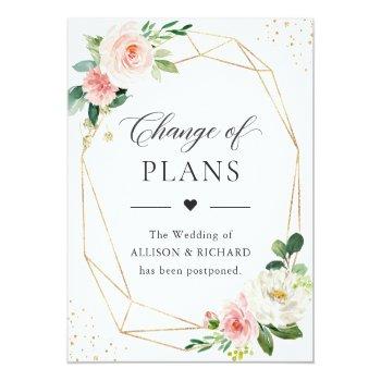Small Change Of Plans Gold Geometric Blush Pink Floral Post Front View
