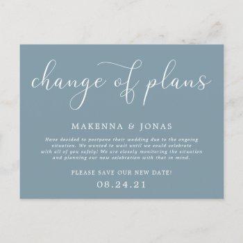 change of plans wedding postponement announcement postcard