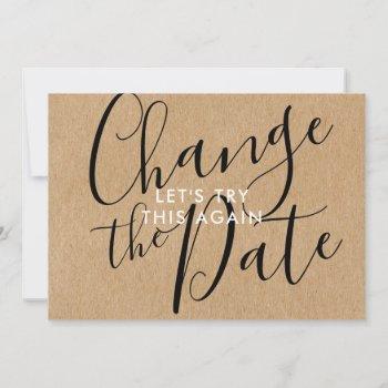 Small Change The Date Postponed Cancelled Event Rustic Save The Date Front View