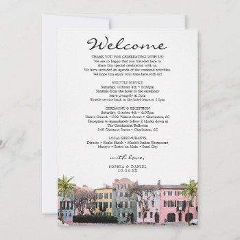 Small Charleston Rainbow Row Sc Wedding Welcome Letter Front View
