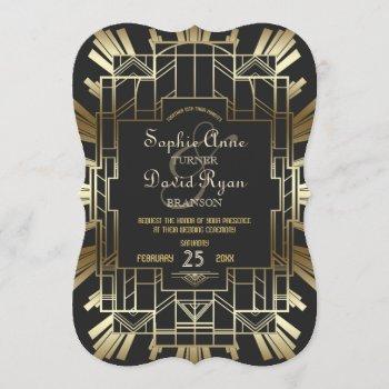 Small Charm Roaring 20's Great Gatsby Wedding Invite Front View