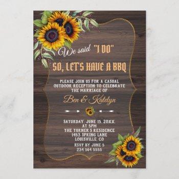 charm watercolor sunflowers wood wedding i do bbq invitation