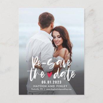 charming heart editable color re-save the date postcard