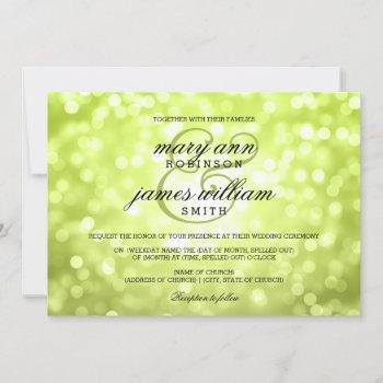 chartreuse bokeh lights elegant wedding invitation