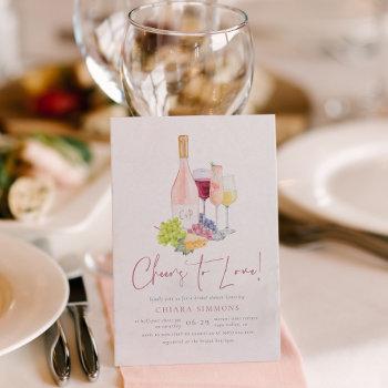 cheers to love elegant wine tasting bridal shower invitation