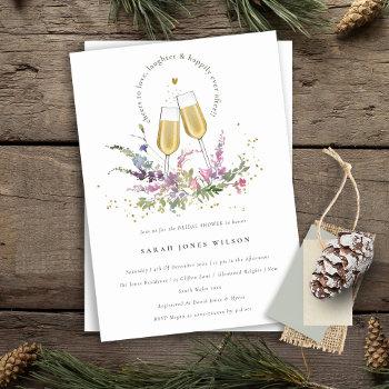 cheers to love wine glasses floral bridal shower invitation