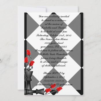 chess and roses gothic wedding invitation