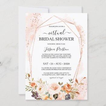 chic autumn floral geometric virtual bridal shower invitation