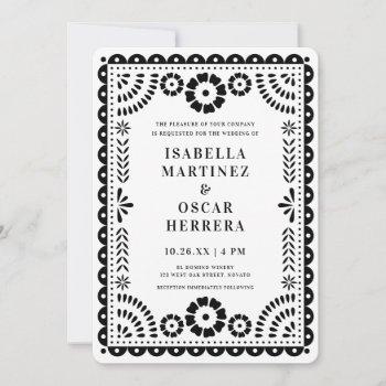 chic black & white papel picado inspired wedding i invitation