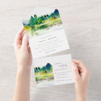 Small Chic Countryside Mountain River Landscape Wedding All In One Front View