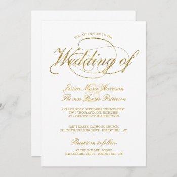 Small Chic Faux Gold Foil Script Wedding Front View