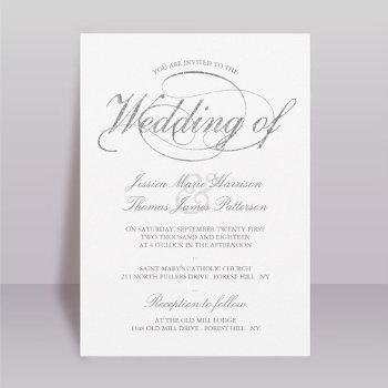 Small Chic Faux Silver Foil Script Wedding Front View
