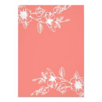 Small Chic Floral Magnolia Branch | Coral | Wedding Back View